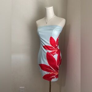 Strapless Floral Dress